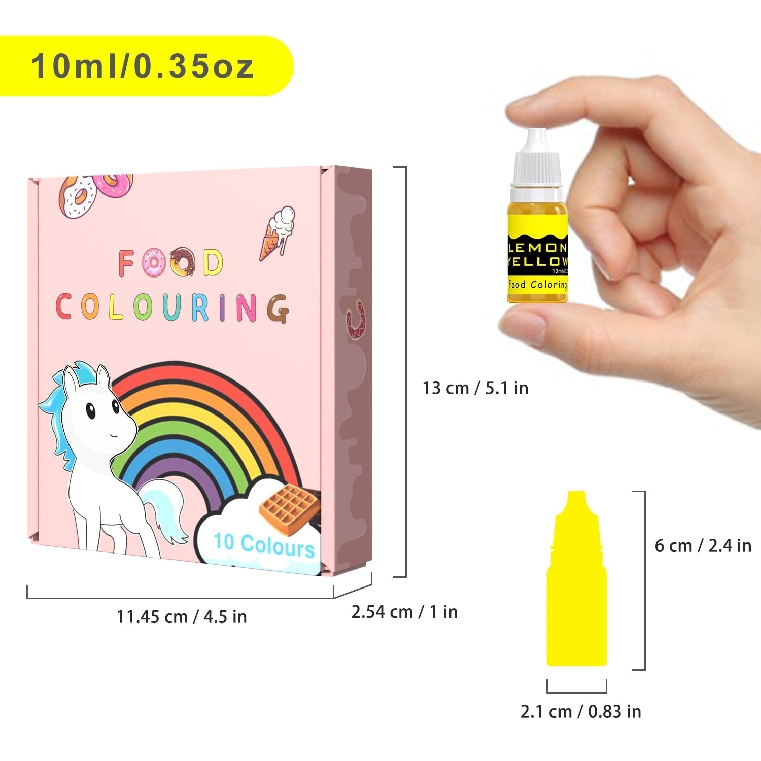 Colorant alimentar lichid 10ml x 10 culori, set de coloranți alimentari concentrați pentru glazură de tort, pentru copt, decorare, gătit și fondant. Colorant alimentar vibrant curcubeu pentru meșteșuguri DIY