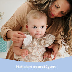 BIOLANE - Șervețele umede pentru bebeluși cu apă - 225 de șervețele - 3 x 75 bucăți - Curățare delicată și eficientă - De la naștere - Calitate franceză