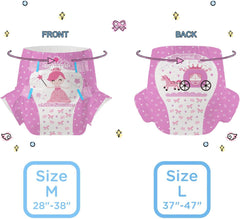 CutiePlusU voksenbleer, 10 stykker, engangsinkontinenstrusser med lagen til kvinder og mænd, maksimal absorptionsevne natten over - lille prinsesse (stor størrelse 94-119 cm)