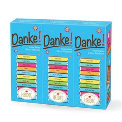 Heidel Thank You mælkechokoladebarer 3x80g, 16 minibarer á 5g pr. pakke, Forskellige udtryk for taknemmelighed, Udsøgt gaveidé
