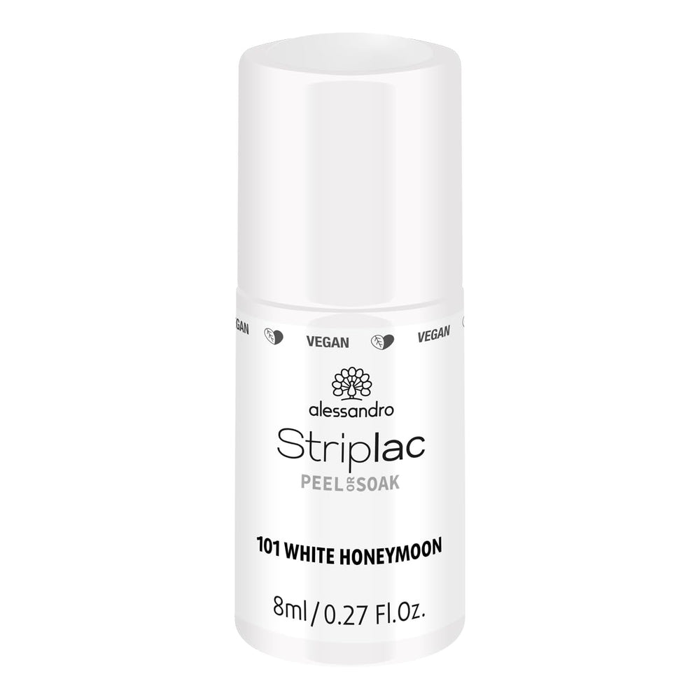 Alessandro Striplac White Honeymoon UV neglelak - Delikat og langtidsholdbar - Nem fjernelse takket være fjernelsesteknologien - Vegansk og grusomhedsfri - 8 ml