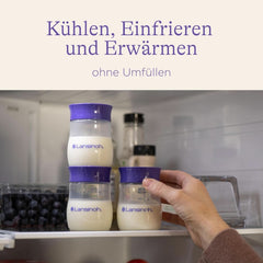 Lansinoh Muttermilchflaschen, 4 X 160 Ml - Zur Sicheren Muttermilch Austellungen - Neues Kompaktes Design Für Verbesserte Stabilität - Mit Stapelbarem Deckel Tilbehør Mad og amning Bebe Naty Shop
