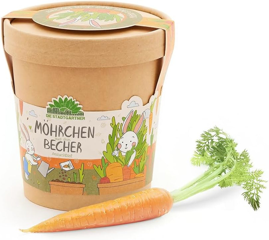 Die Stadtgärtner Möhrchen Im Becher Anzuchtset Für Möhren Im Becher | Enthält Alles, Was Du Zur Anzucht Benötigst | Ostergeschenk Für Kinder | Geschenkidee Kinder Ostern