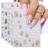 JMEOWIO 6 Blatt 3D Nagelsticker Ostern Nail Art Sticker Selbstklebend Nagelaufkleber 5D Stereoskopisch Süßer Hase Ei Dekoration Nageldesign Zubehör