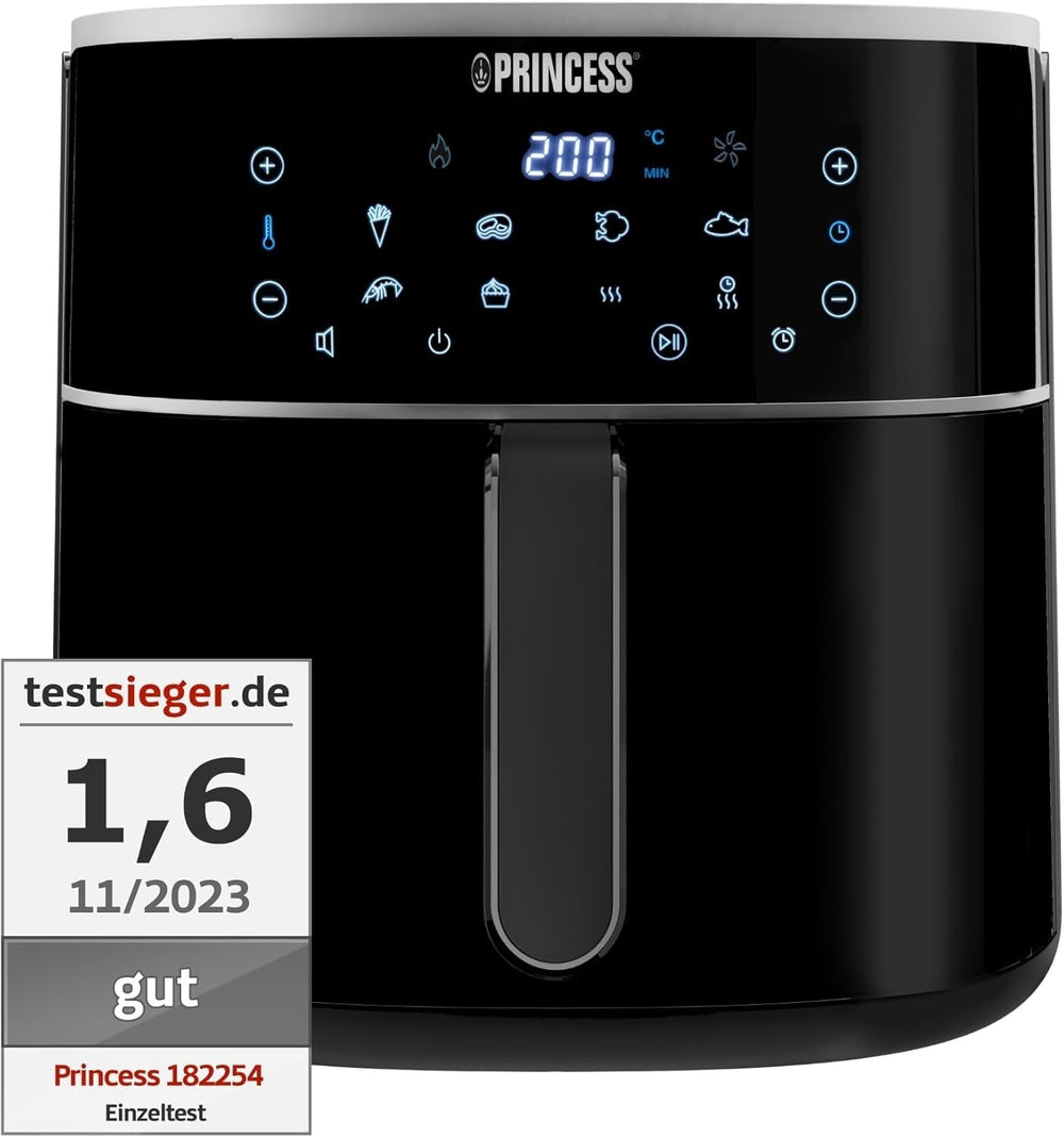 Princess Digital Hot Air Fryer - Variabel skålkapacitet - 8 liter maksimum - 6 forudindstillede programmer Hvidevarer Naty Shop 8 liter