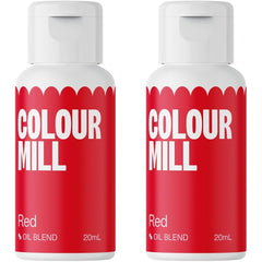 Colorant alimentar roșu pe bază de ulei Colour Mill - Colorant alimentar pentru ciocolată, fondant, brioșe, prăjituri, copt, macaroane - Colorant alimentar pentru decorarea torturilor - 20 ml (pachet de 2)