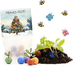 10 X Blumenmurmeln "Frohes Fest" | Kleines Geschenk & Nachhaltiges Mitgebsel Zu Weihnachten | Saatbomben Fßr Kollegen, Gäste & Kinder | Kleinigkeit Zum Advent, Adventskalender-Fßllung Oder Nikolaus