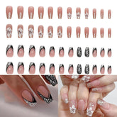 Unghii artificiale, sclipici natural, scurte, prin presare, acrilice, autoadezive, unghii strălucitoare pentru femei și fete, accesorii pentru nail art, 48 bucăți