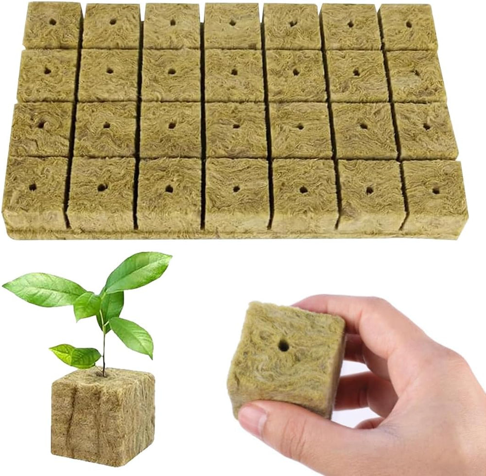 Rockwool-frøplanteterninger 28 - Rockwool-terninger 4x4x4cm - Frøplanteterninger, Rockwool-terninger, hydroponiske frøplantesystemer/klonede planter/skoleprojekter, dyrkning af frøplanter uden jord
