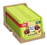 Ritter Sport Pistachio, mælkechokolade med fine pistaciestykker, en chokoladeklassiker, perfekt til at snacke og nyde, en god gaveide, 12 barer x 100g