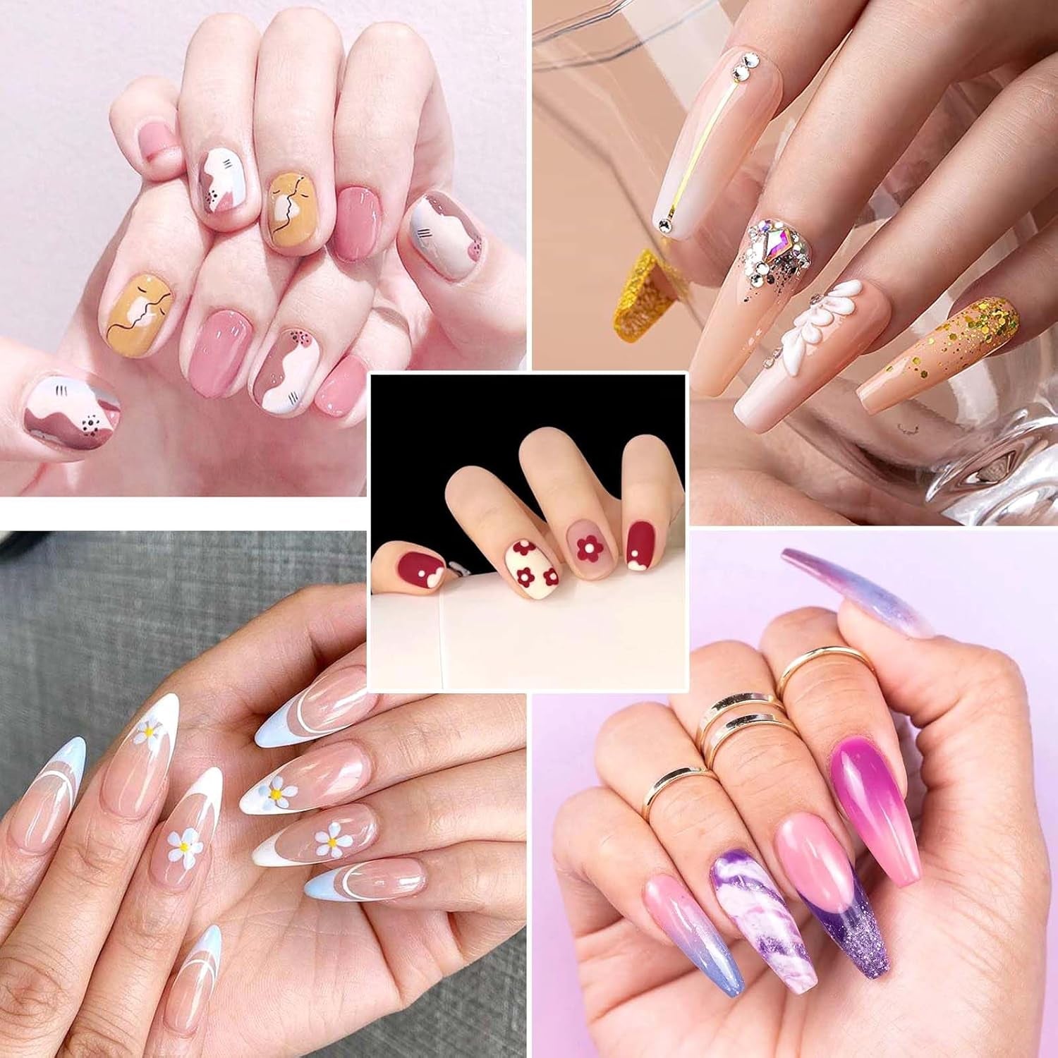 Hanyousheng 20 Stück Nagel Pinsel Set, 15 Stück Nageldesign Pinsel, 5 Stück Nail Art Dotting Tools Für DIY Nail Art Design