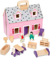 Casa de păpuși Melissa & Doug de pliat și luat cu tine | Casă de păpuși și păpuși | Playsets | 3+ | Cadou pentru băieți sau fete Casute de papusi Naty Shop Casă de păpuși Fold Go