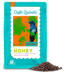 Cafe Quindio Specialty Coffee - boabe de cafea 100% Arabica, Columbia - cu note naturale de miere ușoară (250g) - ideală pentru cafea filtrată sau aparate portafilter