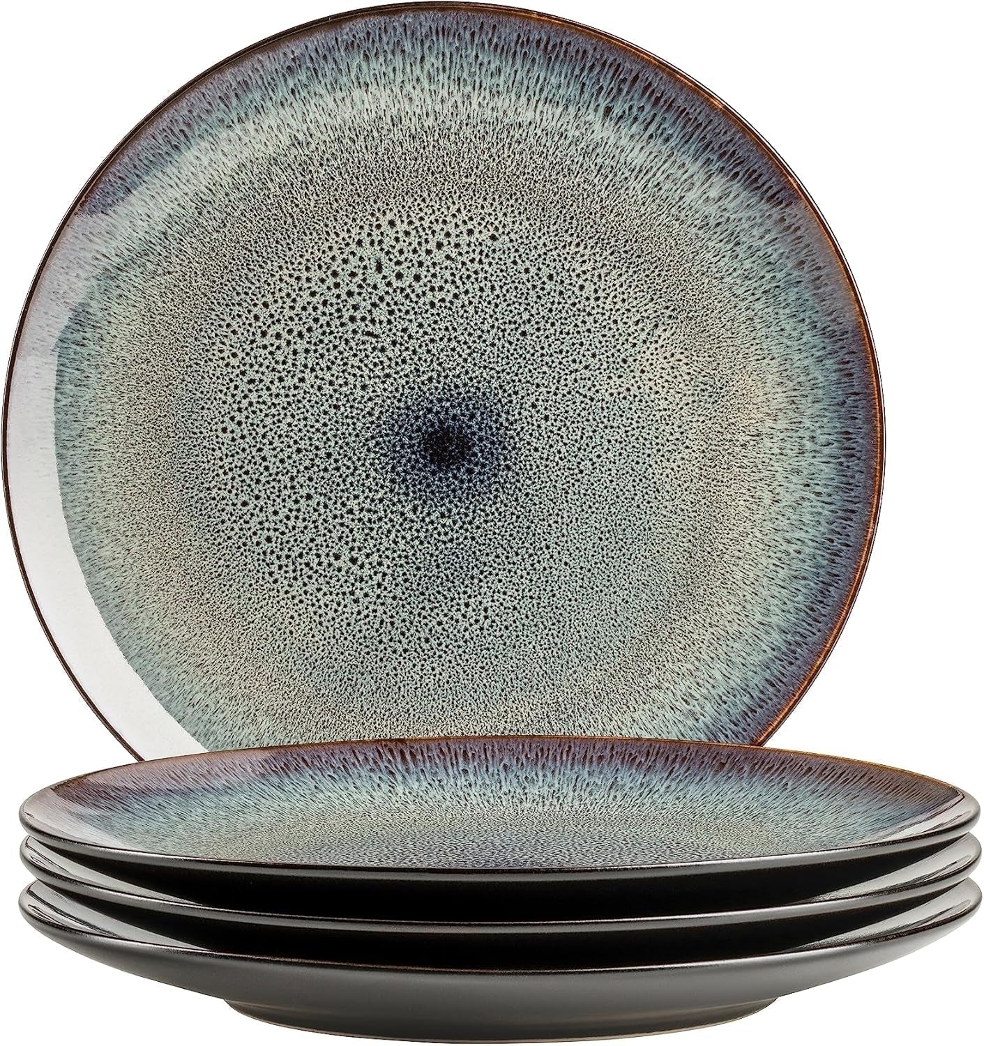 MÄSER 934100 Serie Teona, Keramik Geschirr Set Für 4 Personen Mit Grün-Brauner Reaktivglasur, 20-Teiliges Kombiservice in Modern Dezenten Coupe-Formen, Steinzeug Seturi vesela masa Naty Shop Speiseteller