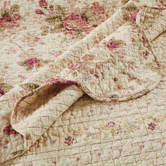 Greenland Home Antique Rose - klassisk, traditionelt blomstermønster - 100% bomuld, quiltet, tæppe, 127 X 152,4 cm, ecru Senge og betræk Greenland Home Fashions