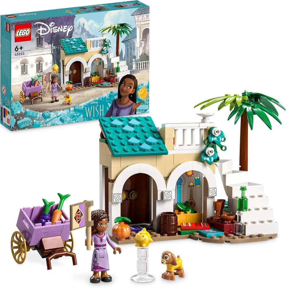 LEGO 43223 Disney-ønske Asha i Rosas City, Ønskefilmsæt med marked, Asha-minidukke, Valentino som legetøjsged og stjernefigurer, gave til børn 6 år, byggesæt til piger og drenge Besuche den LEGO-Store Single