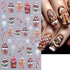 JMEOWIO Nagelsticker Weihnachten 6 Blatt Nail Art Sticker Selbstklebend Nagelaufkleber Schneeflocke Winterurlaub Niedlich Dekoration Nageldesign Zubehör