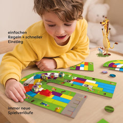 HABA Monza - Hurtigt brætspil og bilspil for børn 5+ - med 6 farverige træbiler og farverige terninger - 2012226001