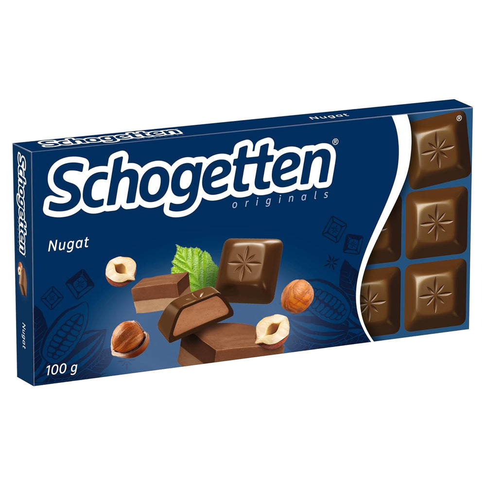 Schogetten Nougat chokoladebar 100g, portionsvis individuelt. En fryd. Stykke for stykke.