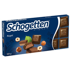 Schogetten Nougat chokoladebar 100g, portionsvis individuelt. En fryd. Stykke for stykke.