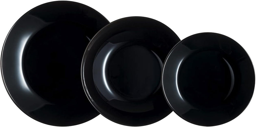 Set de veselă Arcopal Zelie din sticlă neagră, 12 piese, 4 locuri, negru