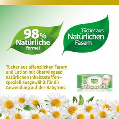 Sensitive babyservietter, 0% duft, 98% naturlig formel, der genopretter hudens pH-balance, friskhedsforsegling, 54 servietter