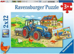 Ravensburger Puzzle pentru copii - 07616 Șantier de construcții și fermă - Puzzle pentru copii de la 3 ani, cu 2X12 piese Puzzle Naty Shop Singur
