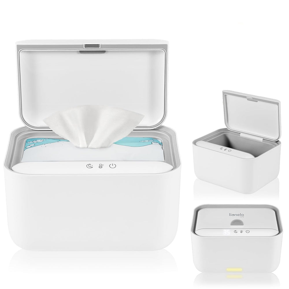 Încălzitor Lionelo BABYBLISS 20W pentru șervețele umede și prosoape mici, 20W pentru bebeluși, lumină de noapte încorporată, 3 setări de căldură, panou tactil, menține șervețelele umede