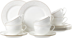 Serviciu de cafea Ritzenhoff & Breker Isabella, 18 piese, veselă din porțelan fin, alb cu ornamente, 37 x 26 x 25 cm