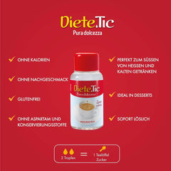 Kaloriefrit flydende sødemiddel, spraystørrelse 3 x 50 ml (1 dråbe MAXI = 1 tsk sukker), glutenfri, konserveringsmiddelfri og aspartamfri, ideel til desserter, drinks og yoghurt