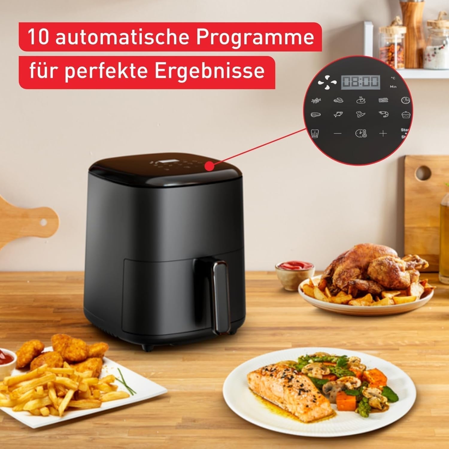Tefal Easy Fry Max EY2458, 5 litri, Hot Air Fryer, 10 programe automate de gătit, ecran tactil digital Electrocasnice Naty Shop