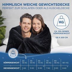 Samthus Vægtet tæppe 135X200Cm 9Kg Sherpa Fleece - Oeko-Tex certificeret - Terapi tæppe og afslapning tæppe - Sov bedre med vores tunge tæppe - Vægtet tæppe - sort Senge og tæpper Besuche den Samthus-Store