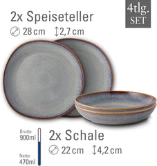 Set de masă bej Lave de la Villeroy & Boch, 4 piese, ca.