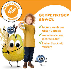 FRECHE FREUNDE Bio Quetschie Apple, Erdbeere, Himbeere mit Grieß, Fruchtmus mit Getreide i Quetschbeutel für Babies fra 6. Måned, vegansk, 6er Pack (6 x 100g)