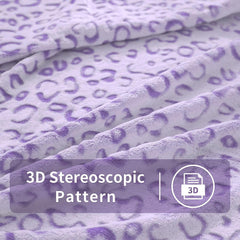 FY FIBER HOUSE flannel fleecekast, mikrofibertæppe med 3D gepard print, 228 X 274 cm, lilla Dyner og dyner Naty Shop