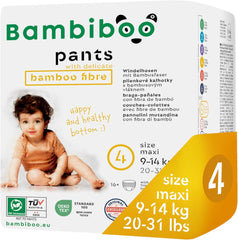 Bambiboo engangsbleer, hudvenlige, fine bambusfiber - Babyble-trusser - Engangsblebetræk - Følsom hudbeskyttelse - Meget absorberende - Størrelse 4 (Maxi), 16 stk.