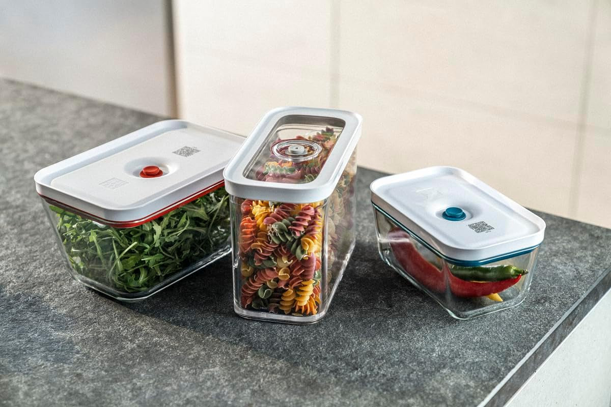 ZWILLING FRESH & SAVE CUBE Box, dimensiune 2M, Cutie de depozitare modulară și stivuibilă, depozitare ermetică și vidabilă, lavabilă în mașina de spălat vase, transparentă Cutii depozitare alimente Naty Shop