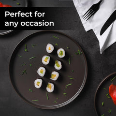 MIAMIO – Set de farfurii de 4 persoane / Set de veselă ceramică pentru 4 persoane, veselă din gresie, potrivită pentru mașina de spălat vase și cuptorul cu microunde – Colecția Sierra (Farfurii închise la culoare, farfurii mari (4x))