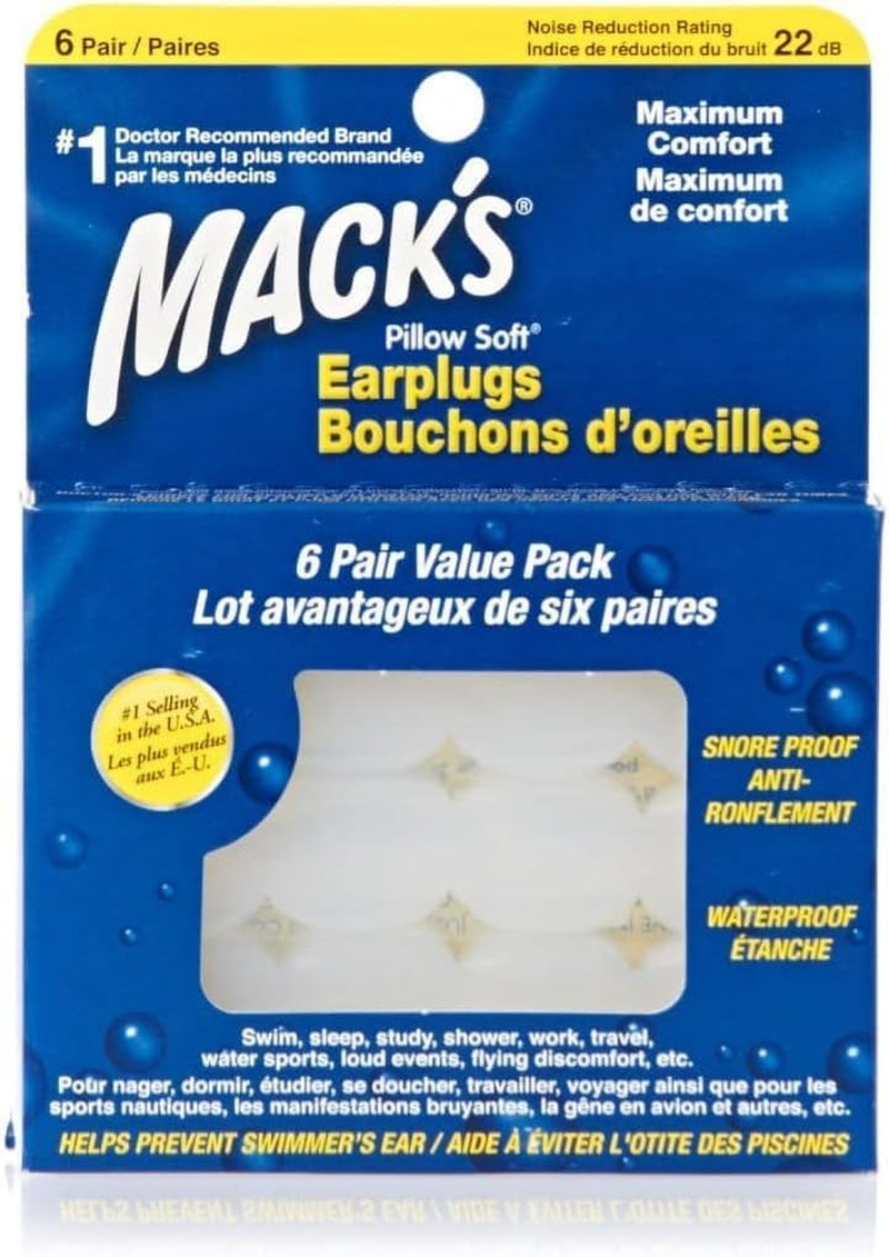 MACK'S Pillow Soft silicon dopuri de urechi, 6 perechi Perne ortopedice cervicale Naty Shop Alb 1 Stück (12Er Pack)