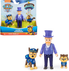 PAW PATROL Hero Pups - Set de figurine de acțiune cu 1 figurină de câine Chase, 1 figurină de pisică chaos și 1 figurină de primar know-it-all, jucărie potrivită pentru copii cu vârsta de peste 3 ani Action figures Naty Shop Chase primar știe-tot
