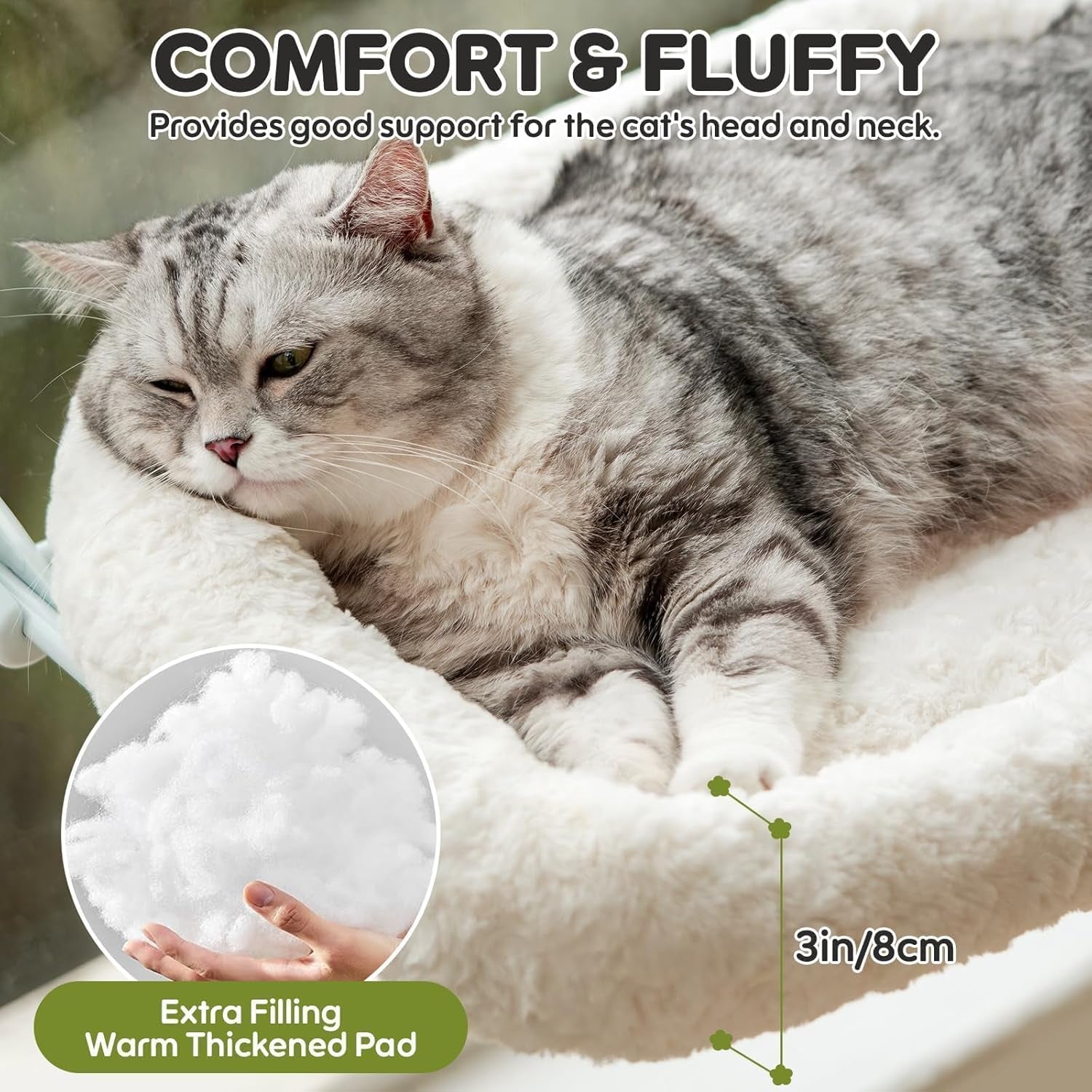 Șezlong pliabil pentru pisici EDAGNY, model plush, pentru plajă și privit - Șezlong pliabil pentru pisici, cu husă lavabilă și reversibilă - cadru robust din oțel, pentru o greutate de până la 15 kg, alb M