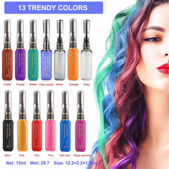 13 bucăți cretă de păr pieptene lavabil pentru fete, set temporar de mascara lavabil pentru copii, 13 culori vopsea de păr de Halloween, pentru carnaval, cosplay, petrecere, Crăciun Halloween birthday Vopsea pentru par Naty Shop