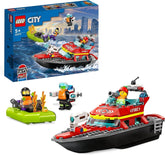 LEGO 60373 City Fire Boat, jucărie care plutește în apă, cu barcă de curse, 3 minifigurine și Jetpack, idee de cadou pentru băieți și fete de la 5 ani în sus Seturi de constructie Besuche den LEGO-Store Titlu implicit