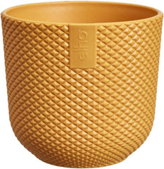 elho Jazz Round Mini 7cm - Ghiveci de flori de interior - Plastic 100% reciclat - Ø 7 x H 6,5 cm - Galben/Chihlimbar