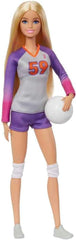 Barbie Made to Move - Volleyballspillerdukke med T-shirt og bold - 22 led til realistisk leg, inkluderer volleyball og sportstøj, HKT72 Naty Shop Moderne dukker