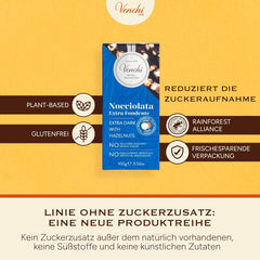 Venchi - Pakke med 6 mørke chokoladebarer med hasselnødder, 600g - Ingen tilsat sukker - Ingen kunstige sødestoffer - Glutenfri - Vegansk - Gaveidé