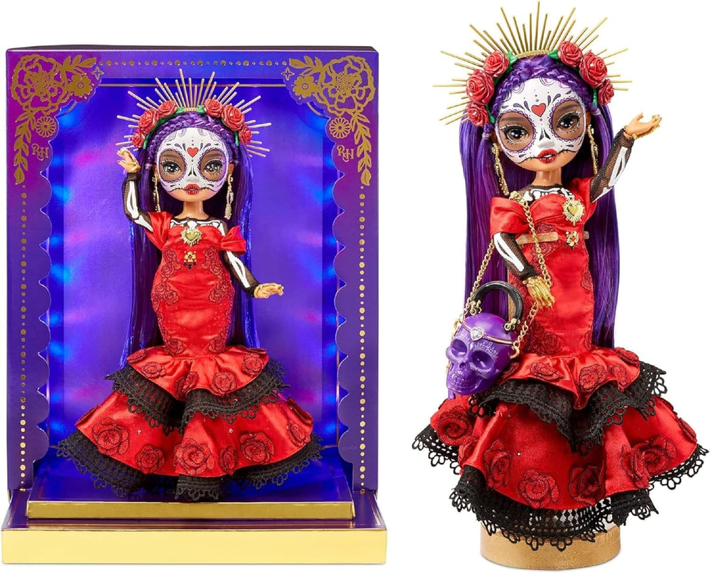 Rainbow High 2022 Celebration Edition Día De Los Muertos - Maria Garcia - Sammler-Modepuppe (28 cm) mit Gesichtsbemalung und Calavera-Handtasche - Leuchtdisplay og Premium-Accessoires
