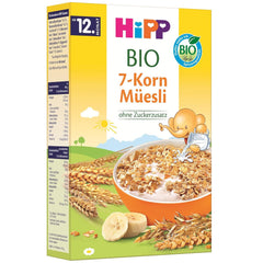 HiPP økologisk müsli med 7 korn (8 x 200g), fra 12 måneder, uden tilsat sukker, ekstra fine stykker - nem at tygge, bedste økologiske kvalitet