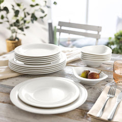 vivo - Villeroy & Boch Group – Essential White Dinner Set 18 tlg. Weiß, Spülmaschinenfest, Mikrowellensicher, Geschirr Set für 6 Personen, Müslischalen, Speiseteller, Dessertteller, Premium Porzellan