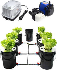 Sistem hidroponic, kit de sistem de creștere hidroponic DWC de 5 galoane, găleată de 20 l x 7, sistem de creștere hidroponică de interior, mașină hidroponică cu mai multe butoaie, sistem de irigare prin picurare
